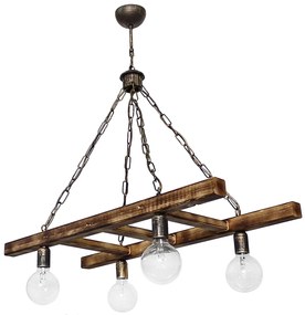Φωτιστικό Οροφής Πολύφωτο Heronia Skala Chain 30-0054 Bronze/Natural Wood