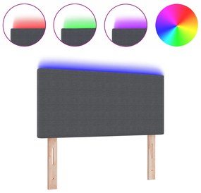 vidaXL LED Κεφαλάρι Απλή Σχεδίαση Σκούρο Γκρι 80 εκ. Καφέ Ύφασμα