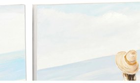 Καμβάς DKD Home Decor Μπλε Λευκό Καφέ Μπεζ Γυναίκα Μεσογείακός 90 x 4 x 120 cm (x2)