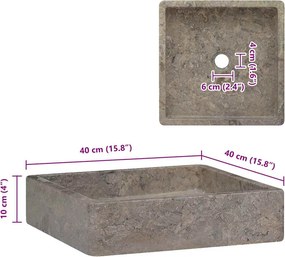 vidaXL Νιπτήρας Γκρι 40 x 40 x 10 εκ. Μαρμάρινος