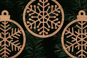 Σετ των 3 Intra απο ξύλο plywood 3mm-4mm πάχος 3 Στρογγυλό στολίδι με νιφάδα χιονιού Δίασταση 8x8 cm INTRAFABR-106186172