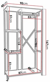 Σετ διαδρόμου Richardson A107, 167x90x40cm, 15 kg, Μαύρο, Ινοσανίδες μέσης πυκνότητας, Μέταλλο, Εντοιχισμένη | Epipla1.gr