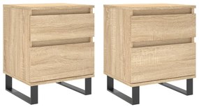 vidaXL Κομοδίνα 2 τεμ. Sonoma Δρυς 40 x 35 x 50 εκ. από Επεξεργ. Ξύλο