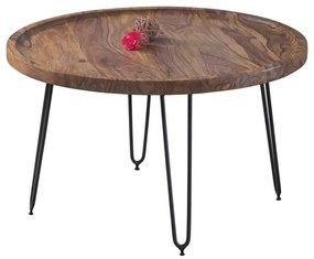 Τραπέζι Σαλονιού MATRI Φ76x45cm Ακακία Φυσικό/Μετ.Μαύρο