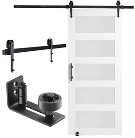VEVOR Barn Door and Hardware Kit 36&quot; x 84&quot; Wood and Glass Sliding Barn Door Kit