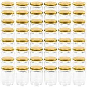 vidaXL Βάζα Μαρμελάδας 48 τεμ. 230 ml Γυάλινα με Χρυσά Καπάκια