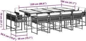 vidaXL Σετ Τραπεζαρίας Κήπου 13 τεμ. Μπεζ Συνθ. Ρατάν με Μαξιλάρια