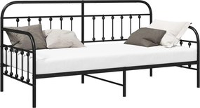 vidaXL Σκελετός κρεβατιού ημέρας Μαύρο 90 x 200 cm