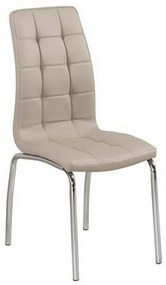 Καρέκλα Melva ΕΜ942,3 42x56x96cm Chrome-Cappuccino Σετ 4τμχ Μέταλλο,Τεχνόδερμα