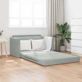 vidaXL Καναπές Κρεβάτι 2-σε-1 Ανοιχτό Γκρι 124x204x61 εκ. Βελούδο