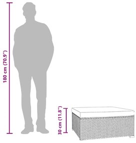 vidaXL Υποπόδιο Κήπου Καφέ από Συνθετικό 70x70x30 εκ Ρατάν με Μαξιλάρι