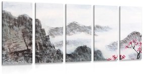 Εικόνα 5 μερών παραδοσιακή κινεζική ζωγραφική τοπίων - 100x50