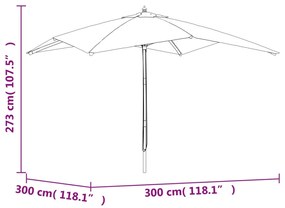 ΟΜΠΡΕΛΑ ΚΗΠΟΥ ΜΕ ΞΥΛΙΝΟ ΙΣΤΟ ΜΠΟΡΝΤΟ 300 X 300 X 273 ΕΚ. 363195