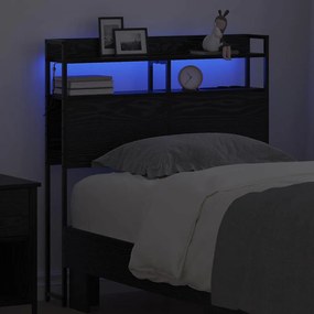 vidaXL Κεφαλάρι Αποθήκης με ράφι Μαύρη δρυς 100 cm Επεξεργασμένο ξύλο