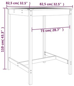 Τραπέζι Κήπου 82,5x82,5x110 εκ. από Μασίφ Ξύλο Ψευδοτσούγκας - Καφέ