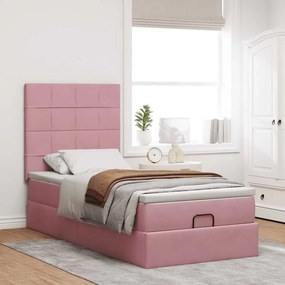 VidaXL Οθωμανικό κρεβάτι με στρώματα ροζ 80x200cm Velvet