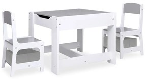 vidaXL Παιδικό Τραπέζι με 2 Καρέκλες Λευκό από MDF
