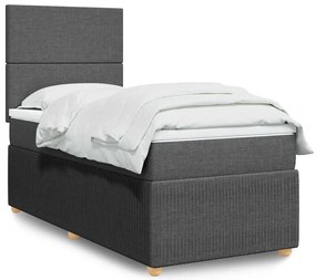 vidaXL Κρεβάτι Boxspring με Στρώμα Σκούρο Γκρι 100x200 εκ. Υφασμάτινο