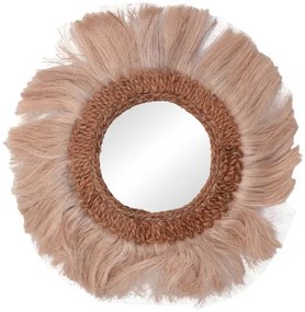 Καθρέπτης Fraklone Inart abaca σε φυσικό Φ50x4εκ 339-000027 339-000027 Καφέ