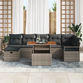 vidaXL Σετ 8 τεμαχίων καναπέ κήπου με μαξιλάρια Γκρι Πολυ Ρατάν
