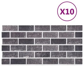 vidaXL Πάνελ Τοίχου 3D 10 τεμ. Σχέδιο Τούβλα Μαύρο &amp; Γκρι EPS