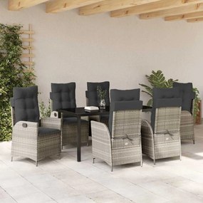 vidaXL Σέτ φαγητού για κήπο 7 pcs Ανοιχτό γκρι συνθετικό ρατάν