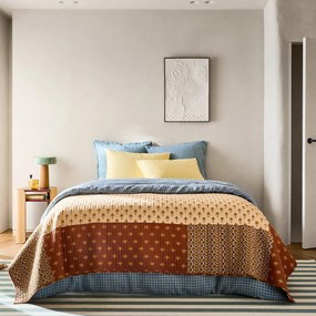 Κάλυμμα κρεβατιού Patchwork από προπλυμένο βαμβάκι, Nizar