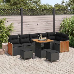 vidaXL Σετ Καναπέ Κήπου με μαξιλάρι 9 pcs Μαύρο