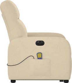 vidaXL Πολυθρόνα Μασάζ Ηλεκ. Ανακλινόμενη με Ανύψωση Κρεμ Υφασμάτινη