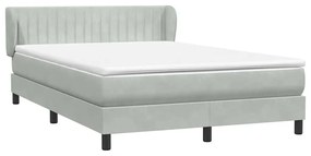 Κρεβάτι Boxspring με Στρώμα Ανοιχτό Γκρι 160x220 εκ. Βελούδινο - Γκρι