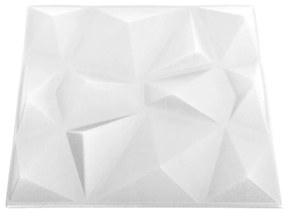 vidaXL Πάνελ Τοίχου 3D 48 τεμ. Λευκό Διαμαντιού 50 x 50 εκ. 12 μ²