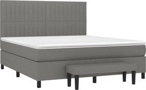vidaXL Κρεβάτι Boxspring με Στρώμα Σκούρο Γκρι 180x200 εκ Υφασμάτιν