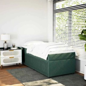 vidaXL Κρεβάτι Boxspring με Στρώμα Σκούρο Πράσινο 80x200 εκ. Βελούδινο