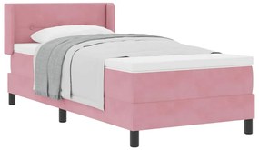 vidaXL Κρεβάτι με Ελατήρια και Στρώμα Μαύρο 100x200 εκ. Βελούδο Ροζ