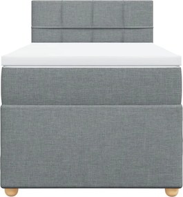 vidaXL Κρεβάτι Boxspring με Στρώμα Ανοιχτό Γκρι 90x200 εκ. Υφασμάτινο