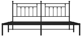 vidaXL Πλαίσιο Κρεβατιού με Κεφαλάρι Μαύρο 193 x 203 εκ. Μεταλλικό