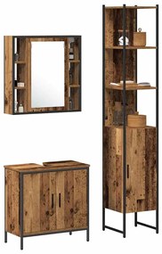 vidaXL Μονάδες Νιπτήρα Μπάνιου με ράφι 3 pcs Καφέ 33 x 33 x 185.5 εκ