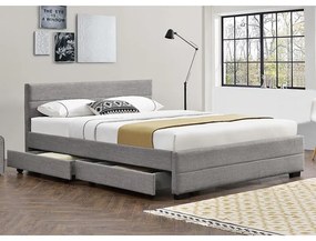 Κρεβάτι διπλό Antigone pakoworld ύφασμα γκρι με αποθηκευτικό χώρο 160x200εκ - Ύφασμα - 234-000005
