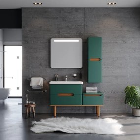 Martin Masal 130 Dark Green  MDF - Πάγκος με Νιπτήρα &amp; Καθρέπτη