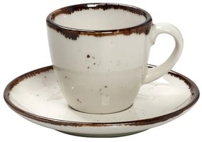 Φλυτζάνι Με Πιατάκι Espresso Πορσελάνης 90ml Terra Cream ESPIEL TLK112K6