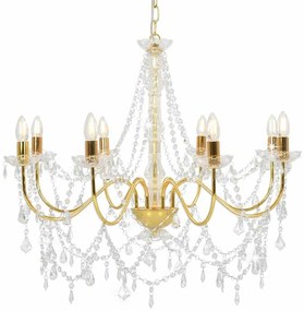 vidaXL Πολυέλαιος με Χάντρες Χρυσός με 8 Ντουί Ε14