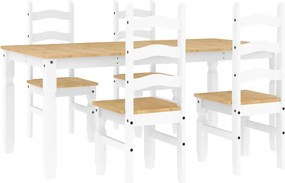 vidaXL Σετ Τραπεζαρίας 5 Τεμαχίων Panama από Μασίφ Ξύλο Πεύκου Λευκό