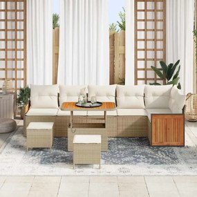 vidaXL Σετ Καναπέ Κήπου με μαξιλάρι 9 pcs Μπεζ και Κρέμα