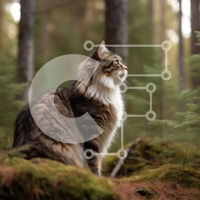 Intra Συλλεκτικό Ξύλινο Παζλ Plywood 4mm - Αξιολάτρευτη εικόνα μιας γάτας στο δάσος Σε Ξύλινο Κουτί - Διαστάσεις: 10x10 cm – 25 κομμάτια