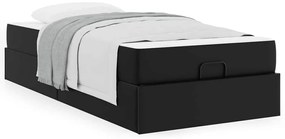 vidaXL Σκελετός κρεβατιού με στρώμα Μαύρο 80 x 200 cm Τεχνητό δέρμα