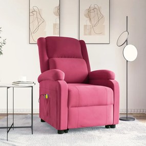 vidaXL Πολυθρόνα Μασάζ Ανακλινόμενη με Ανύψωση Μπορντό Βελούδινη