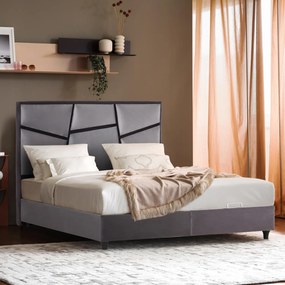 ΚΡΕΒΑΤΙ ΔΙΠΛΟ ΜΕ ΣΤΡΩΜΑ &amp; ΑΠΟΘ.ΧΩΡΟ IRIDA HM21166 ΓΚΡΙ ΒΕΛΟΥΔΟ--ΓΙΑ 160x200εκ
