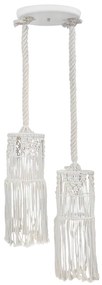 Φωτιστικό Οροφής Δίφωτο Heronia Macrame 01 Handmade 31-1061 Rope/White