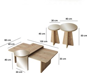 Coffee Table Set Luna 4 - Bronzie, Sapphire Oak Bronzie
Saphhire Oak