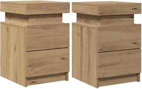 vidaXL Κομοδίνα 2 τεμ. Αρτισιανή Δρυς 35x39x55 εκ. από Επεξεργ. Ξύλο
